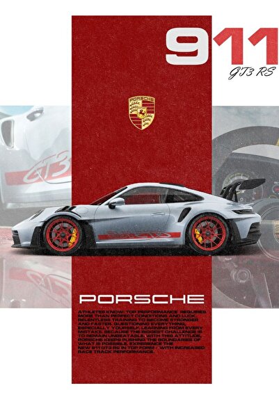 Sticksy Porsche Duvar Posteri , Kalın Kağıt - Araba Posterleri Çerçevesiz