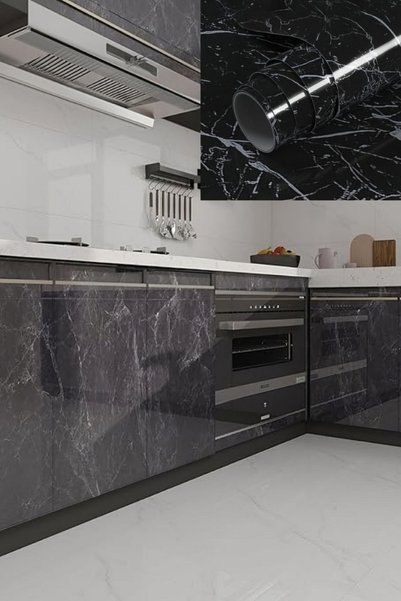 Fırsat7 60X500 cm Marble Patterned Adhesive Foil - Kitchen, Bathroom and Furniture Coating Renovation Easy Application