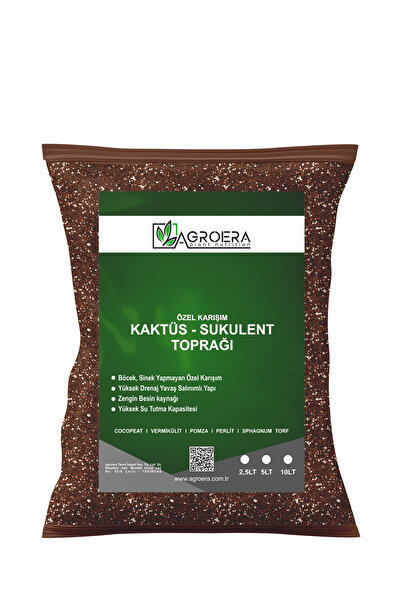 AGROERA Mucizevi Kaktüs Sukulent Toprağı 5 Lt - Yavaş Salınımlı, Yüksek Drenajlı