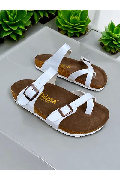 Dilesa White Anatomical Sole Flip Flops Women's Slippers