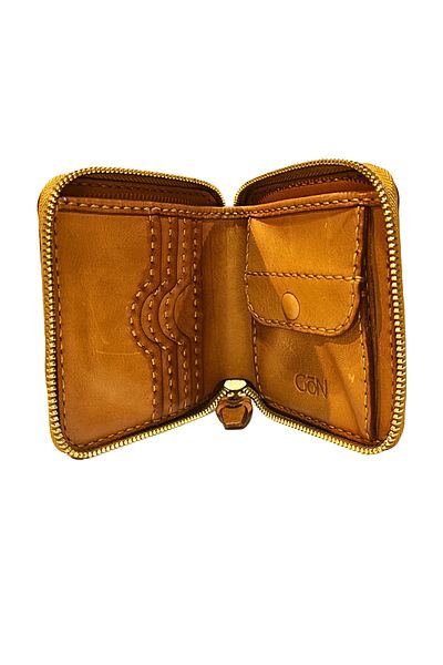 GÖN Unisex Zippered 100% Natural Leather and Handmade Small Wallet (Nis 40054)
