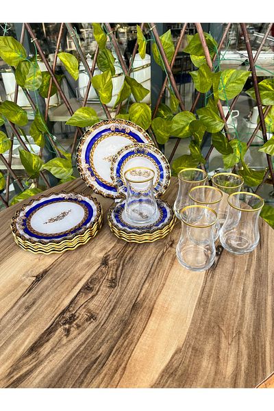 GÜRCÜGLASS Gürcüglass 18 قطعة تاج الشاي التعسفي