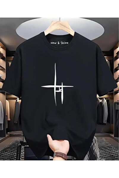 New Shine 1 μπλουζάκι δώρο για αγορές 6 και άνω στο καλάθι - Μπλουζάκι με γραμμική εκτύπωση Oversize