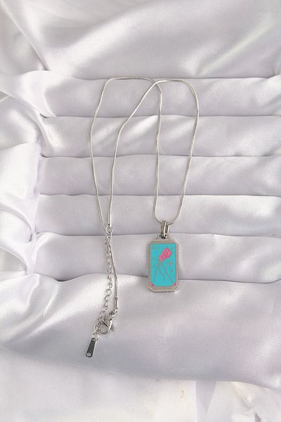 Skygo 316L Steel Silver Color Blue Enamel Tarot Necklace - Tj-Bko9046