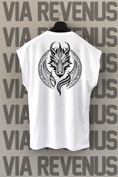 Vordevia Tricou sport cu mânecă zero cu imprimeu pe spate Dragon