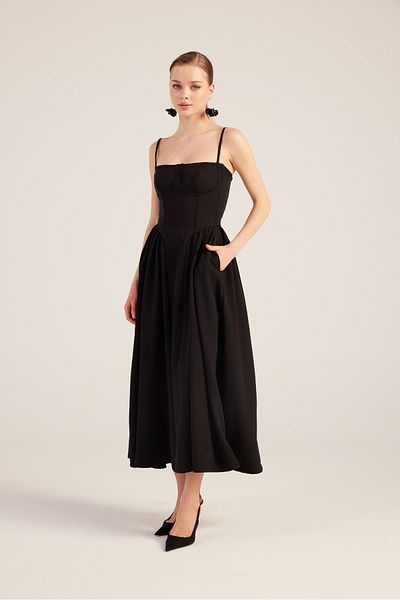 HOLLY LOLLY Black Long Strap Glop Dress - Bridged Design