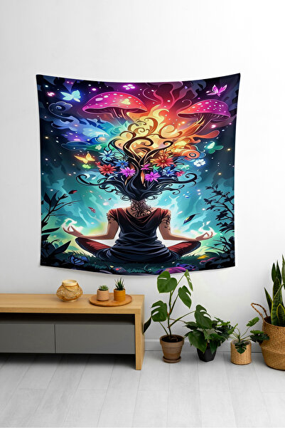 OZG DESİGN Yoga Saati Duvar Örtüsü Ve Duvar Halısı