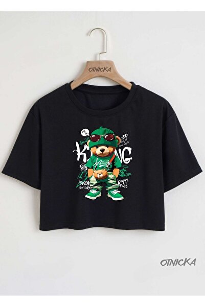 OTNICKA ΕΙΔΙΚΟ ΣΧΕΔΙΟ COOL BEARER PRINTED ΜΑΥΡΟ CROP