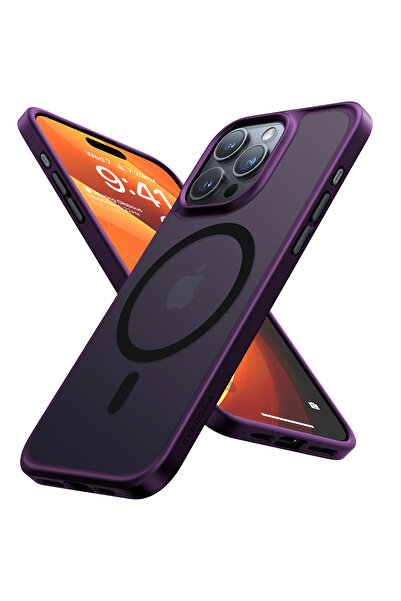 TORRAS جراب مغناطيسي مضاد للصدمات لهاتف iPhone 15 Pro Max، Magsafe، تم اختباره ضد السقوط عسكريًا، نحيف، أرجواني