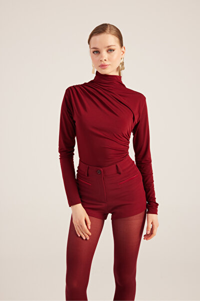 HOLLY LOLLY Μπορντό Mini Bailey σορτς - Ψηλόμεση και φερμουάρ