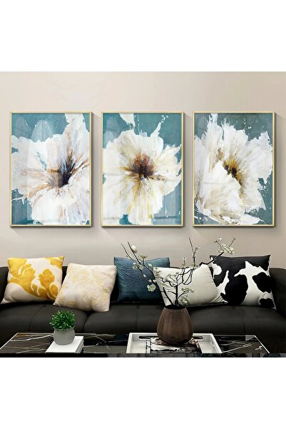KOLAJTASARIM Single Gold Metal Framed Glass Table — Floral Pattern Water Gree...