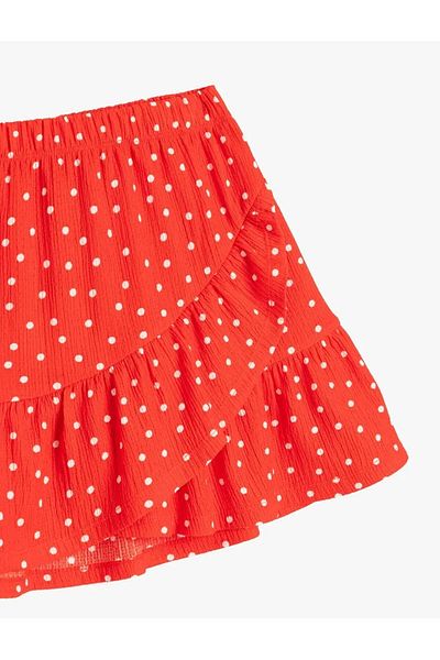 Koton Ruffled drawstring polka dot mini skirt.