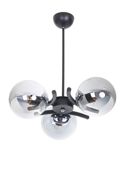 MŞ Aydınlatma Okka Black Chrome 3 Smoked Glass Chandelier