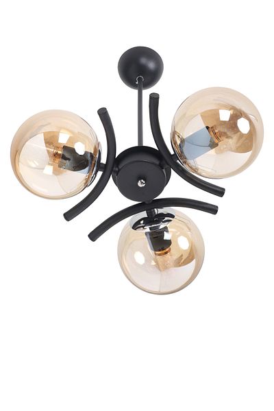 MŞ Aydınlatma Okka Black Chrome 3 Honey Glass Chandelier