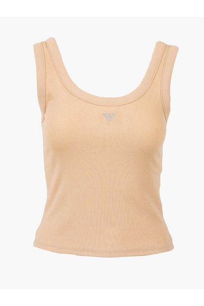 Guess Jeans Blugi de damă bej cu logo triunghi mic Guess