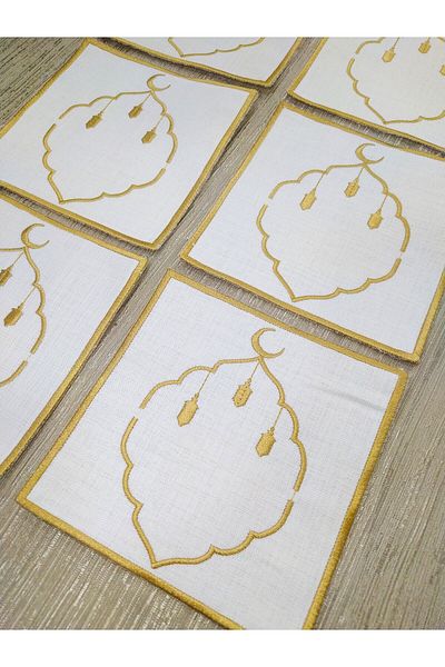 GNR Embroidered Ramadan Napkin 6 Pieces Iftar and Sahur Service