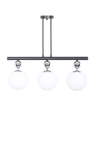 MŞ Aydınlatma Nota Black Chrome 3 White Glass Chandelier