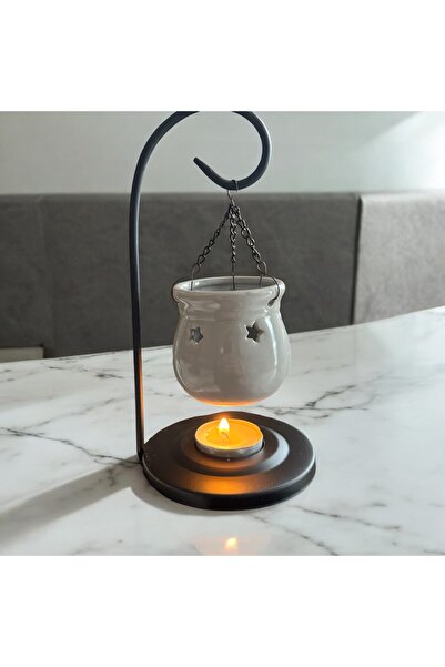 Home Seramik Kazan Zincirli Salıncak Buhurdanlık Metal Standlı