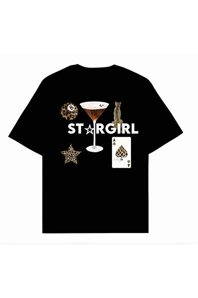 SVART WEAR تي شيرت STAR GIRL Premium مطبوع كبير الحجم للجنسين