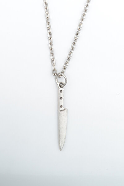 Bu Farklı Bıçak - Gastronomi Gümüş Kaplama Düz Zincir Kolye