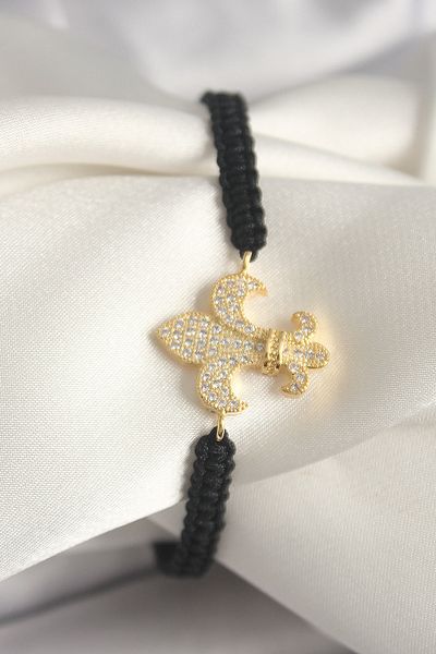 Skygo Brass Gold Color Zircon Stone Lily Figure Elevator Macrame Model Women's Bracelet - Tj-Bb6801
