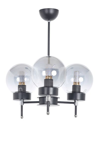 MŞ Aydınlatma Sindo Black Chrome 3 Smoked Glass Chandelier