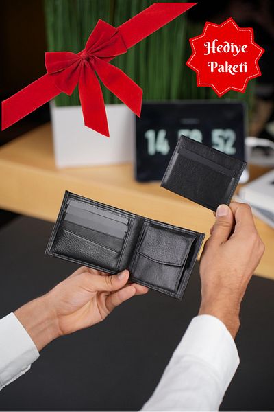 WATCHOFROYAL Swan Black Genuine Leather Wallet - Stylish and Practical