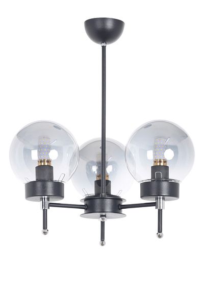 MŞ Aydınlatma Sindo Black Chrome 3 Smoked Glass Chandelier