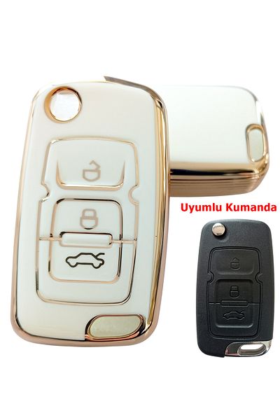 Kasey White Gold Geely Emgrand Compatible Nano Key Case and Remote Control Case