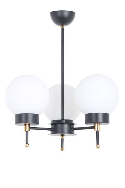 MŞ Aydınlatma Sindo Black Gold 3 White Glass Chandelier