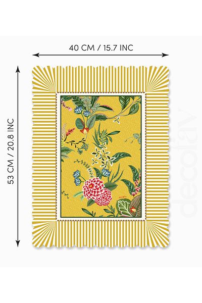 decofav Yellow Background Botanical Flowers Design Laser Cut Oven Cover 40X53Cm