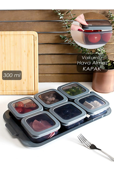 ARV HOME 6-Piece Breakfast Storage Container with Tray Silicone Lid Storage Container Lid Breakfast Container Set