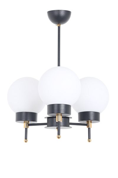 MŞ Aydınlatma Sindo Black Gold 3 White Glass Chandelier