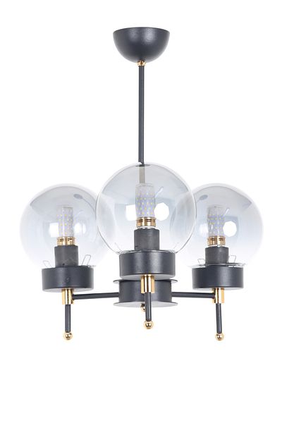 MŞ Aydınlatma Sindo Black Gold 3 Smoked Glass Chandelier