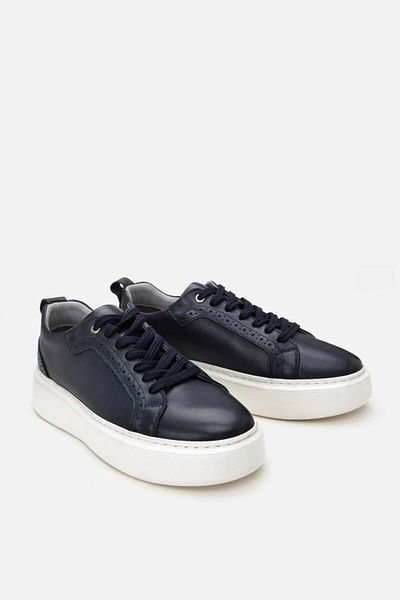 Yaya by Hotiç Marineblaue Herren-Freizeitschuhe aus echtem Leder