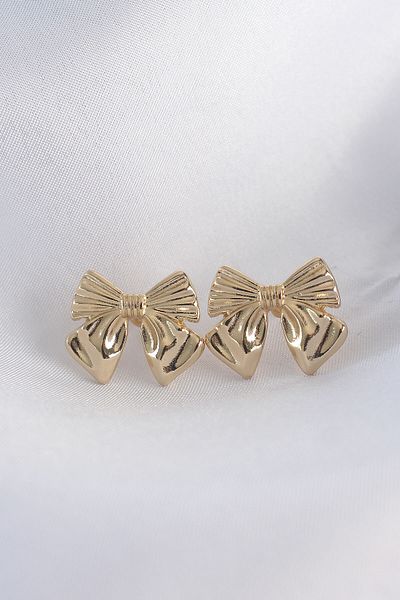 Skygo Brass Gold Color Bow Earrings - Tj-Bkp8942