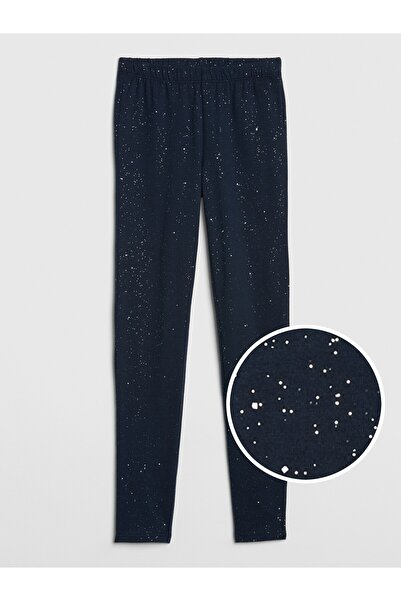 GAP Kids Kız Çocuk lacivert Pırıltılı Streç Jarse Tayt