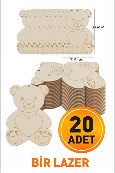 birlazer Sevimli Kalpli Ayıcık Ahşap Boyama Okul Diy Etkinlik Aktivite Sanat