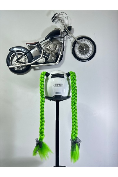 Butik Motor & Motosiklet Çift Yeşil Örgü Saç Kask Dış Aksesuarı
