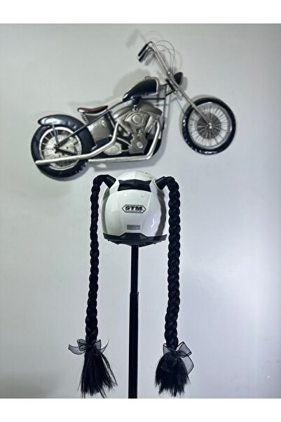 Butik Motor & Motosiklet Çift Siyah Örgü Saç Kask Dış Aksesuarı