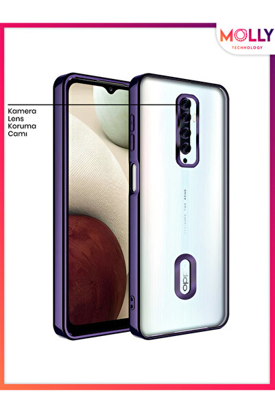 Molly Oppo RENO 2Z İçin Kenarları Derin Mor Lens Koruyuculu Lou Lazer Şeffaf ...