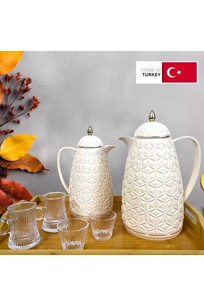 Rema Attractive Coffee and Tea Fridge Thermos Set with Elegant Design made in Turkey 1L + 0.5L