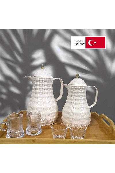 Rema Attractive Coffee and Tea Fridge Thermos Set with Elegant Design made in Turkey 1L + 0.5L