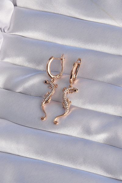 Skygo Xuping Rose Color Zircon Stone Lizard Model Hoop Earrings - Tj-Bkp9368