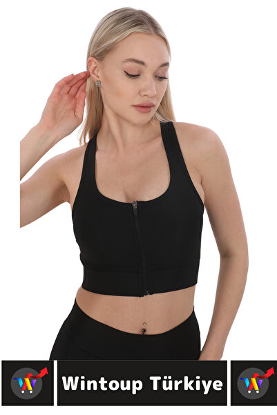 Wintoup Специално производство за повдигане на гърди, предотвратяващо увисване, спортно, за ежедневна употреба, стилно късо бюстие с цип