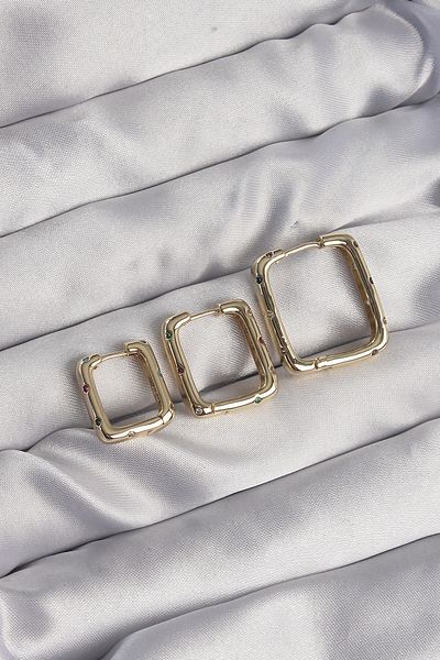 Skygo Brass Gold Zircon Stone - Square Model Earring Set TJ-BKP9116