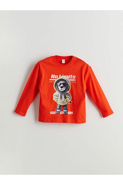 LC Waikiki Lcw Kids Orange Lion Printed Boys' T-Shirt and Pants 2-Pack