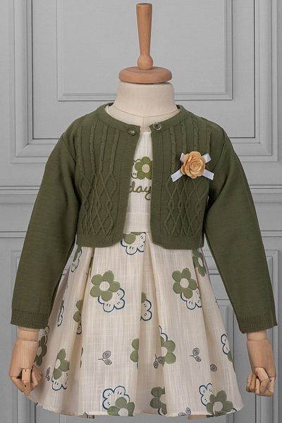 NEGİYYİM Girl's Knitwear Embroidery Bolero Dress Suit 2-5 Years