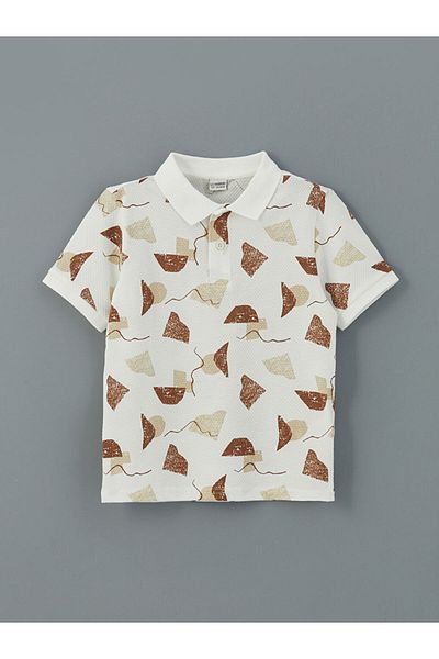 LC Waikiki New Season Polo Collar Patterned Combed Cotton Boys' T-Shirt - S5Ei46Z4