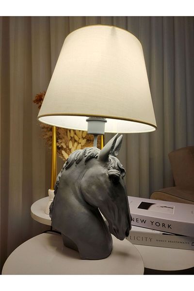 Artceal Decorative Gray Horse Figured White Hat Lampshade Trinket